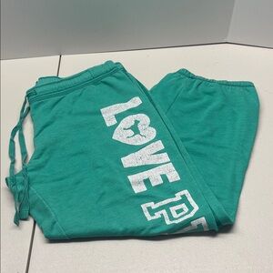 PINK Victoria's Secret Green Love Graphic Joggers